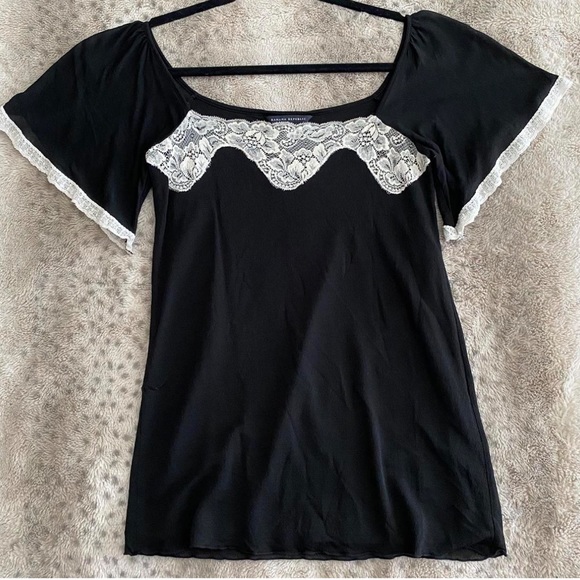 Banana Republic Tops - Banana Republic NWT Black Ivory Lace Flowy Tie Waist Top Blouse Large
